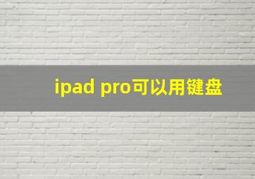 ipad pro可以用键盘